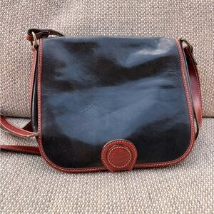 Vintage Ponti Classic Black and Brown Leather Shoulder Bag